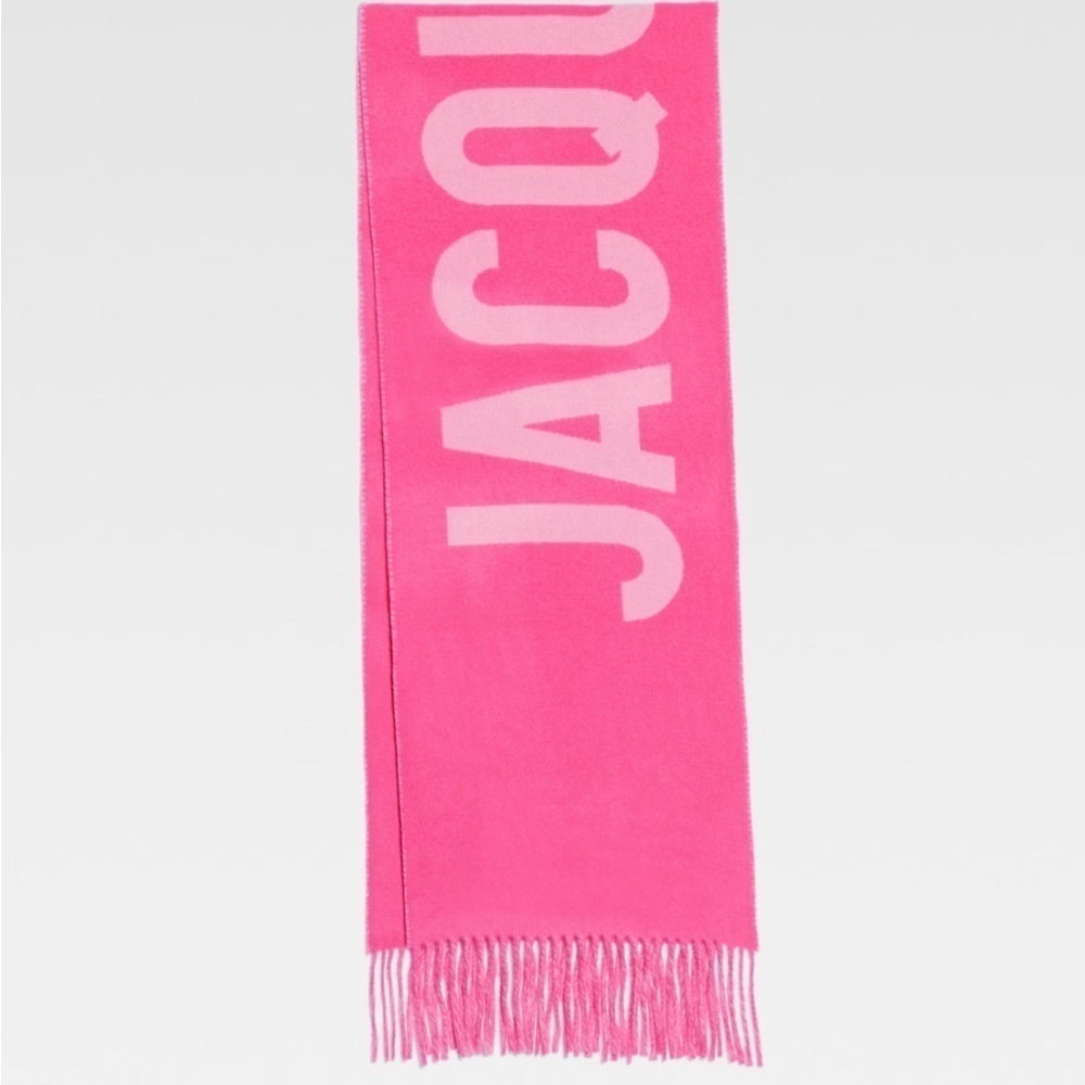 Jacquemus Pink Fringe Logo Scarf